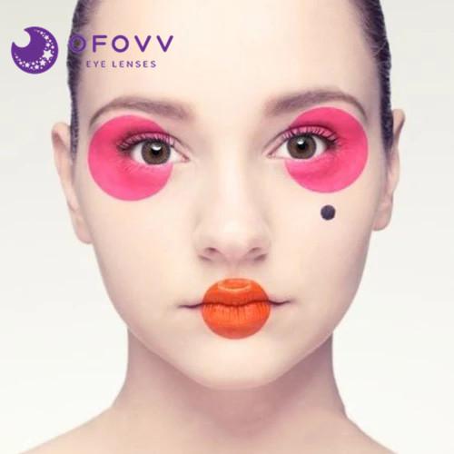 Ofovv Eye Circle Lens Amber Pink Colored Contact Lenses V6201£¨1 YEAR£©